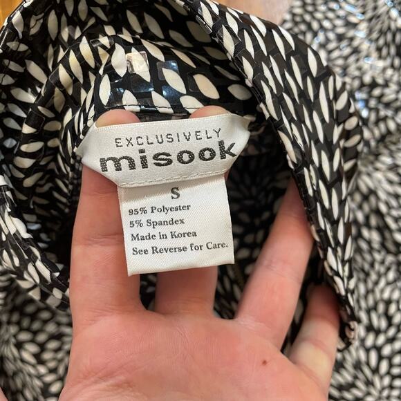 Misook Vintage Y2K Black White Spotted Shiny Zip Closure Jacket Size S - Picture 2 of 8